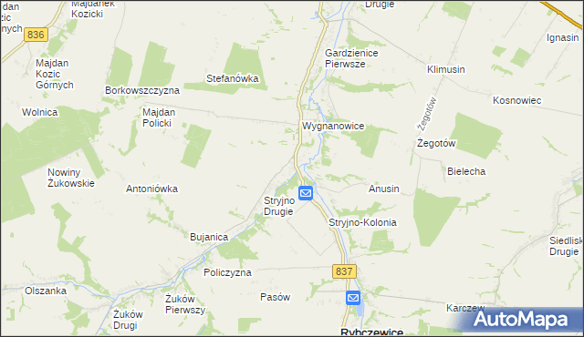 mapa Stryjno Pierwsze, Stryjno Pierwsze na mapie Targeo