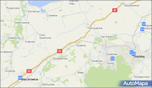 mapa Strzelce gmina Marcinowice, Strzelce gmina Marcinowice na mapie Targeo