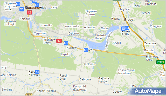 mapa Styków gmina Brody, Styków gmina Brody na mapie Targeo