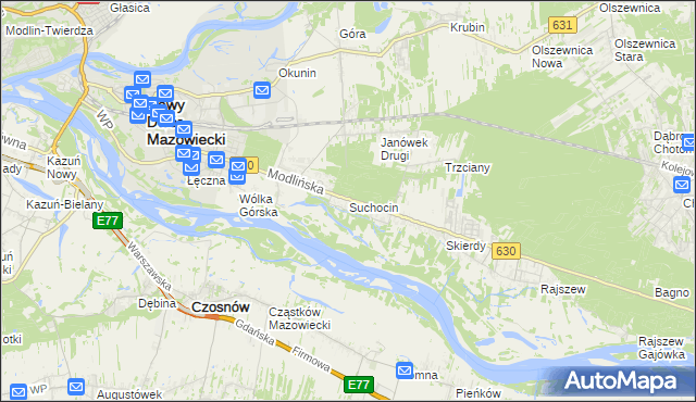 mapa Suchocin gmina Jabłonna, Suchocin gmina Jabłonna na mapie Targeo