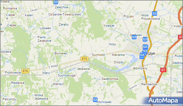mapa Suchodół gmina Tarczyn, Suchodół gmina Tarczyn na mapie Targeo