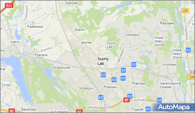 mapa Suchy Las powiat poznański, Suchy Las powiat poznański na mapie Targeo