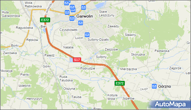 mapa Sulbiny, Sulbiny na mapie Targeo