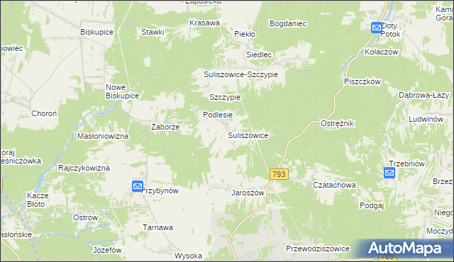 mapa Suliszowice, Suliszowice na mapie Targeo