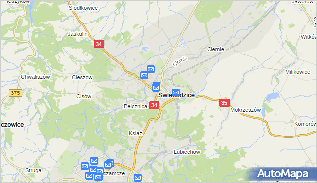 mapa Świebodzice, Świebodzice na mapie Targeo