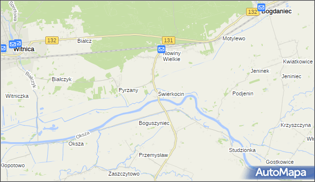 mapa Świerkocin gmina Witnica, Świerkocin gmina Witnica na mapie Targeo