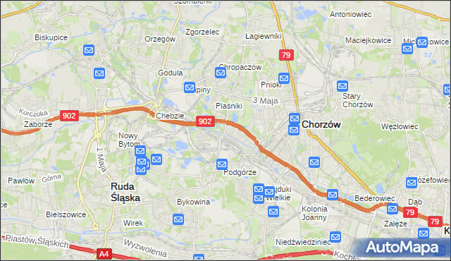 mapa Świętochłowice, Świętochłowice na mapie Targeo