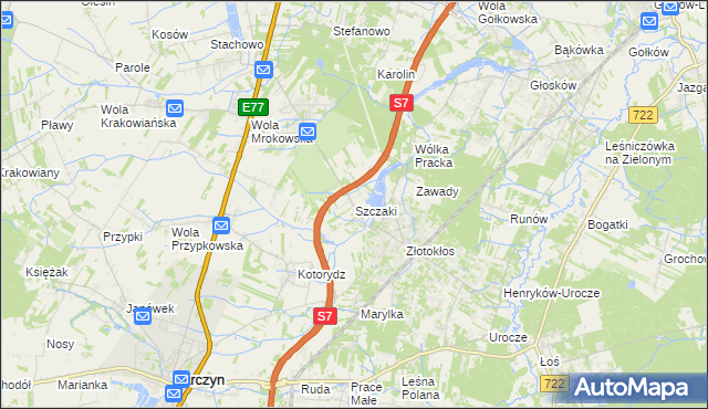 mapa Szczaki, Szczaki na mapie Targeo