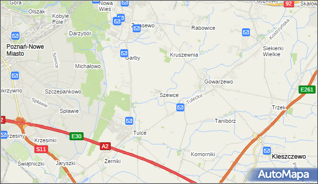 mapa Szewce gmina Kleszczewo, Szewce gmina Kleszczewo na mapie Targeo