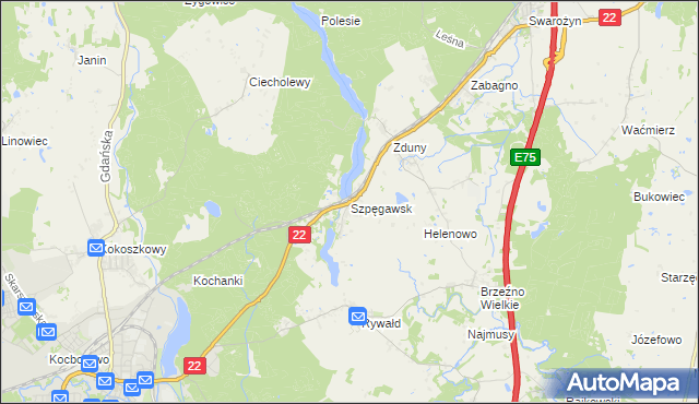 mapa Szpęgawsk, Szpęgawsk na mapie Targeo