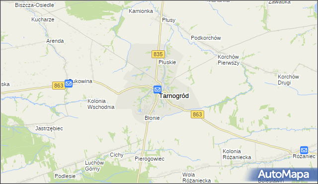 mapa Tarnogród, Tarnogród na mapie Targeo