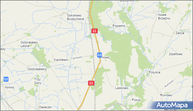 mapa Tarnowo gmina Rogoźno, Tarnowo gmina Rogoźno na mapie Targeo