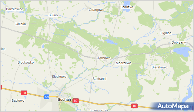 mapa Tarnowo gmina Suchań, Tarnowo gmina Suchań na mapie Targeo
