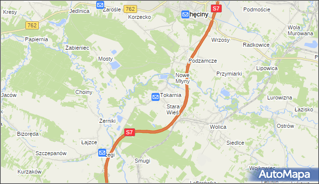 mapa Tokarnia gmina Chęciny, Tokarnia gmina Chęciny na mapie Targeo