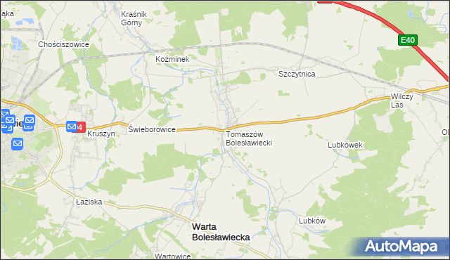 mapa Tomaszów Bolesławiecki, Tomaszów Bolesławiecki na mapie Targeo