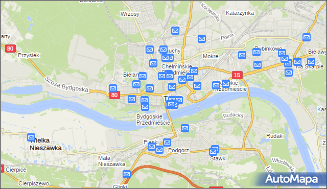 mapa Torunia, Toruń na mapie Targeo