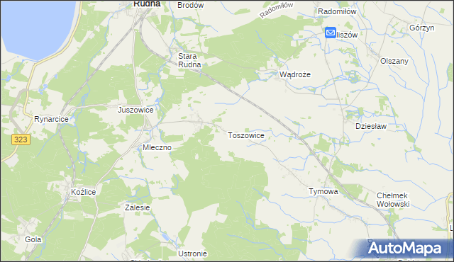 mapa Toszowice, Toszowice na mapie Targeo