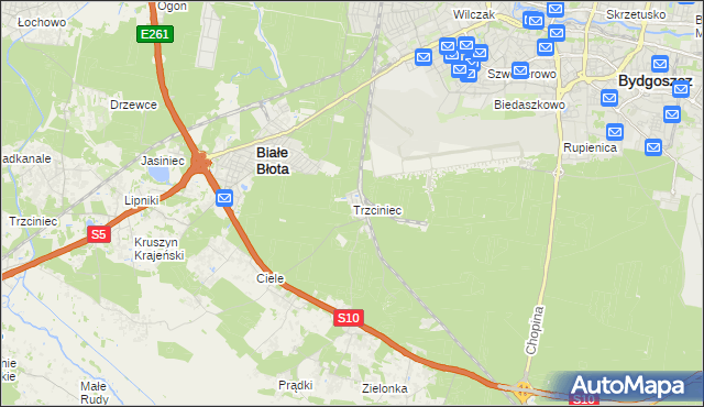 mapa Trzciniec gmina Białe Błota, Trzciniec gmina Białe Błota na mapie Targeo