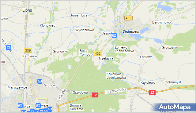 mapa Trzebania, Trzebania na mapie Targeo