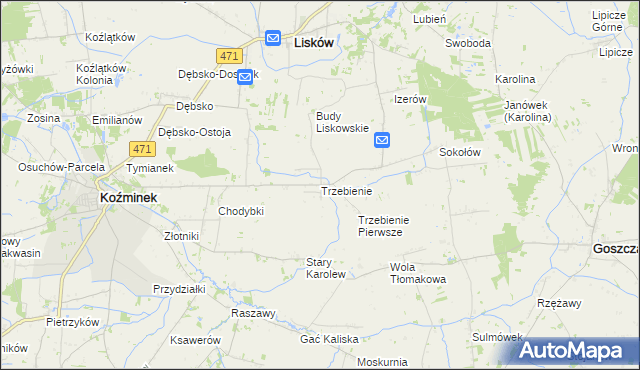 mapa Trzebienie, Trzebienie na mapie Targeo