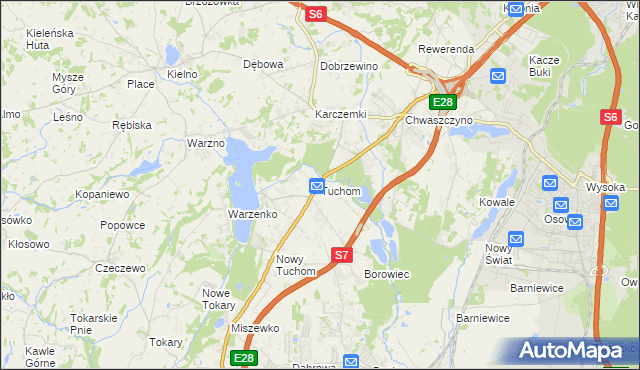 mapa Tuchom, Tuchom na mapie Targeo