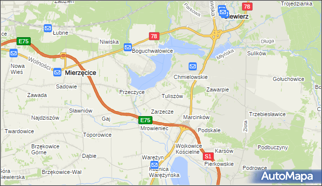 mapa Tuliszów, Tuliszów na mapie Targeo