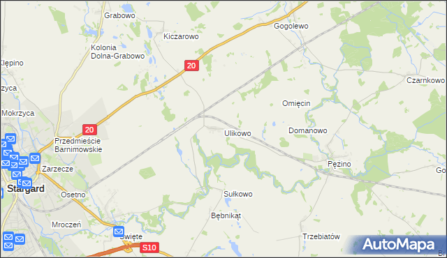 mapa Ulikowo, Ulikowo na mapie Targeo