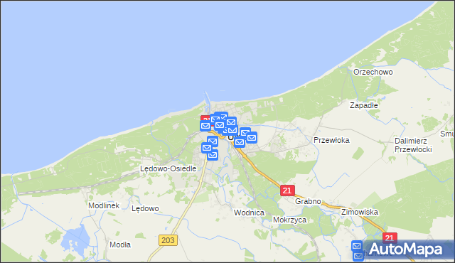 mapa Ustka, Ustka na mapie Targeo