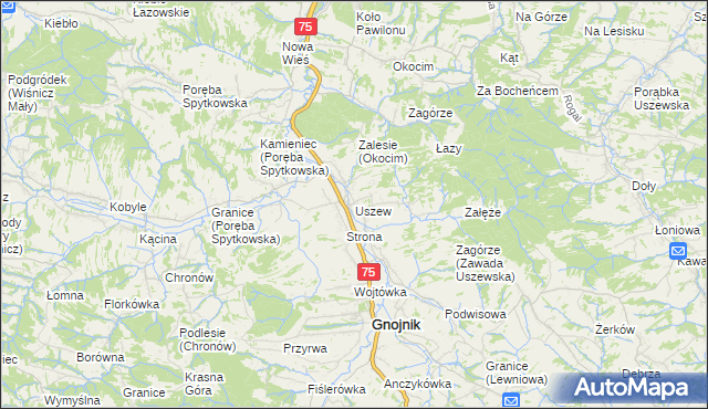 mapa Uszew, Uszew na mapie Targeo