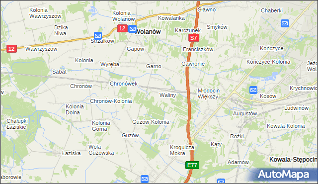 mapa Waliny, Waliny na mapie Targeo