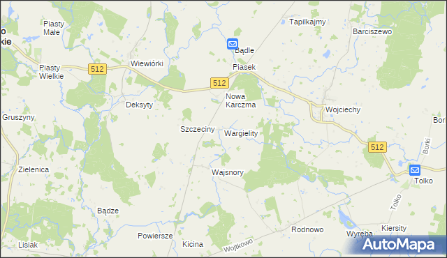 mapa Wargielity, Wargielity na mapie Targeo
