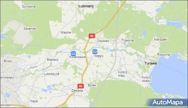 mapa Węgry gmina Turawa, Węgry gmina Turawa na mapie Targeo