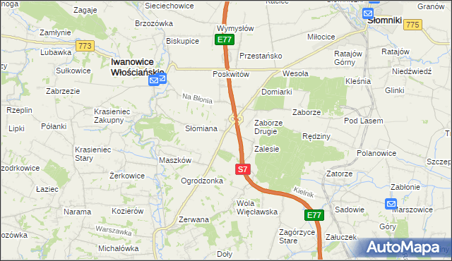 mapa Widoma gmina Iwanowice, Widoma gmina Iwanowice na mapie Targeo
