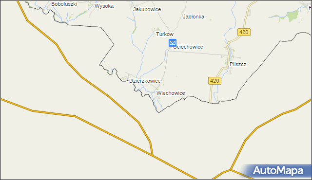 mapa Wiechowice, Wiechowice na mapie Targeo