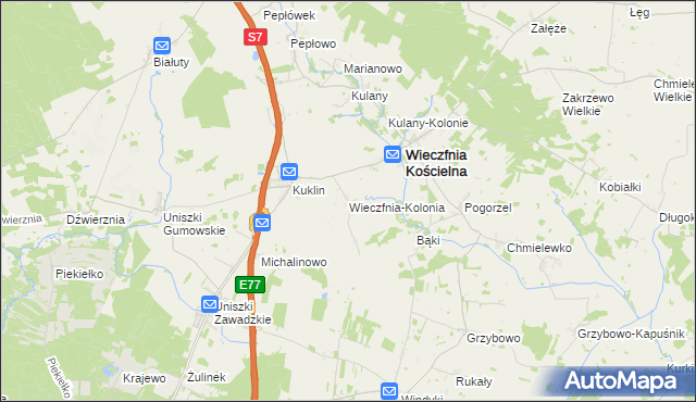 mapa Wieczfnia-Kolonia, Wieczfnia-Kolonia na mapie Targeo
