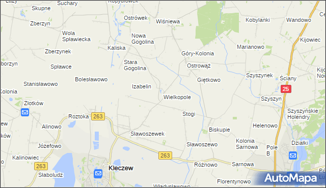 mapa Wielkopole gmina Kleczew, Wielkopole gmina Kleczew na mapie Targeo