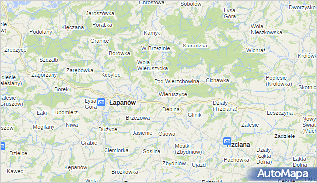 mapa Wieruszyce, Wieruszyce na mapie Targeo