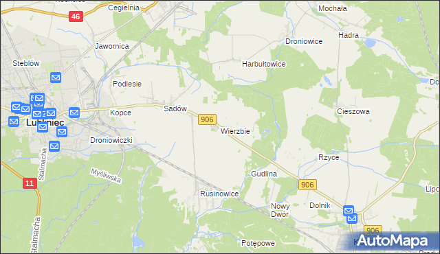 mapa Wierzbie gmina Koszęcin, Wierzbie gmina Koszęcin na mapie Targeo