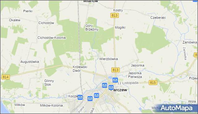 mapa Wierzbówka gmina Parczew, Wierzbówka gmina Parczew na mapie Targeo