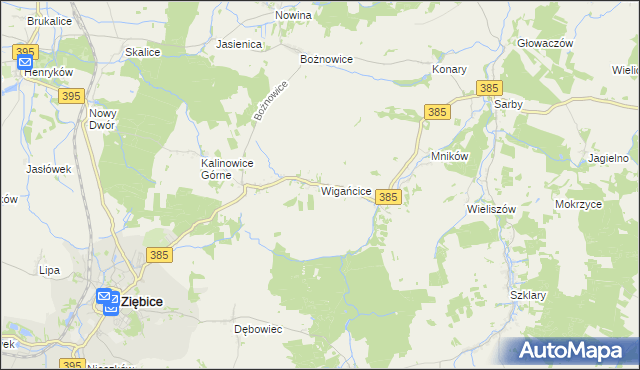 mapa Wigańcice, Wigańcice na mapie Targeo