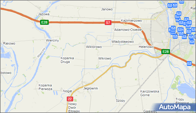 mapa Wikrowo gmina Gronowo Elbląskie, Wikrowo gmina Gronowo Elbląskie na mapie Targeo