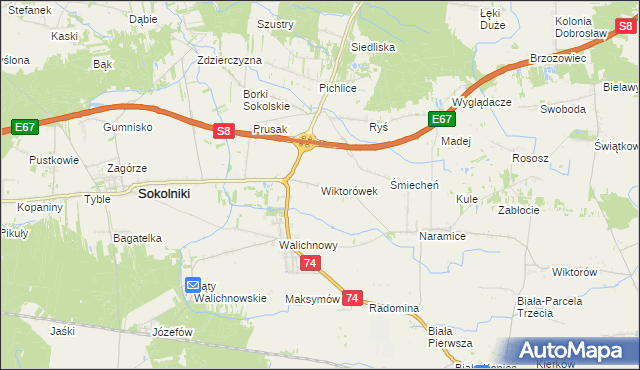 mapa Wiktorówek, Wiktorówek na mapie Targeo