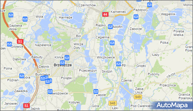 mapa Wilczkowice gmina Brzeszcze, Wilczkowice gmina Brzeszcze na mapie Targeo