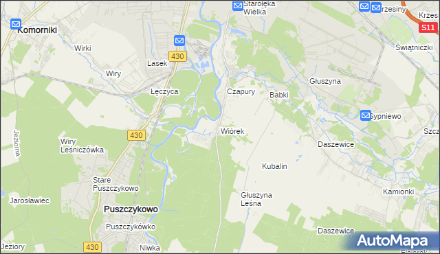 mapa Wiórek, Wiórek na mapie Targeo