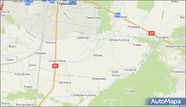 mapa Witów gmina Sulejów, Witów gmina Sulejów na mapie Targeo