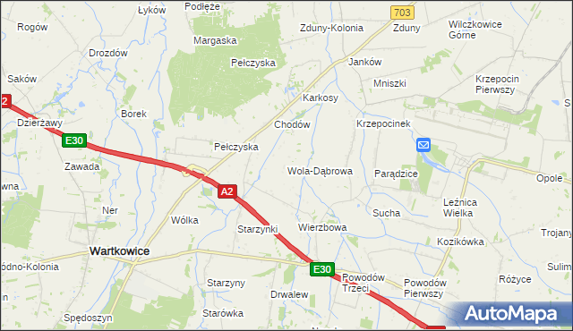 mapa Wola-Dąbrowa, Wola-Dąbrowa na mapie Targeo