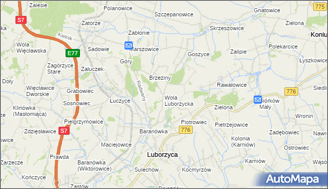 mapa Wola Luborzycka, Wola Luborzycka na mapie Targeo