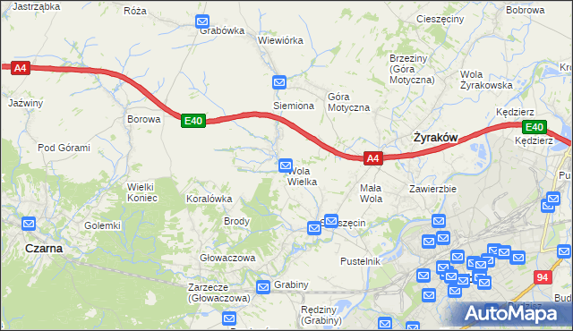 mapa Wola Wielka gmina Żyraków, Wola Wielka gmina Żyraków na mapie Targeo