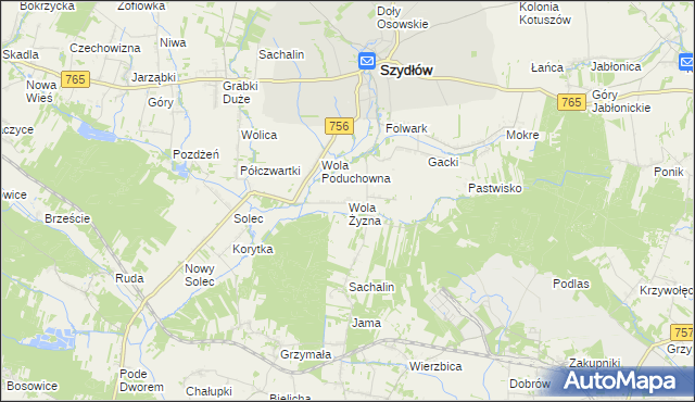 mapa Wola Żyzna, Wola Żyzna na mapie Targeo