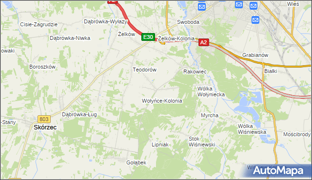 mapa Wołyńce gmina Siedlce, Wołyńce gmina Siedlce na mapie Targeo